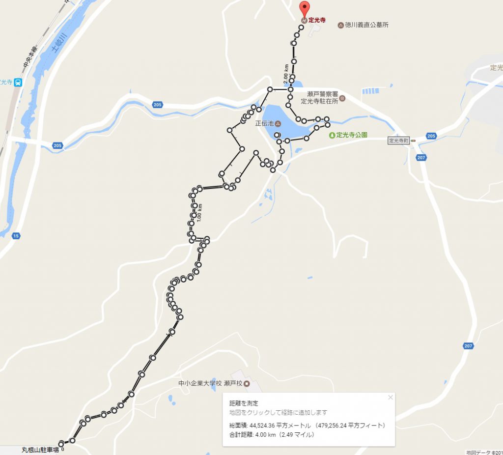 定光寺ハイキングマップ（丸根山駐車場）