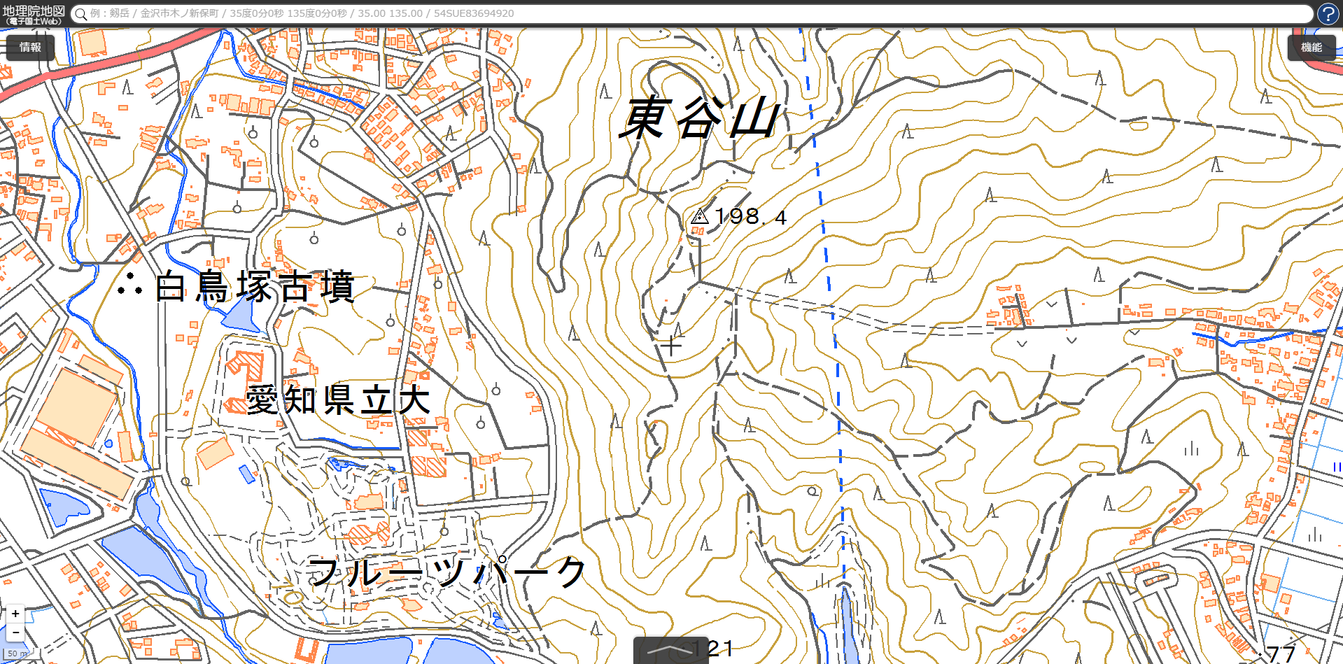 東谷山ハイキングコース図